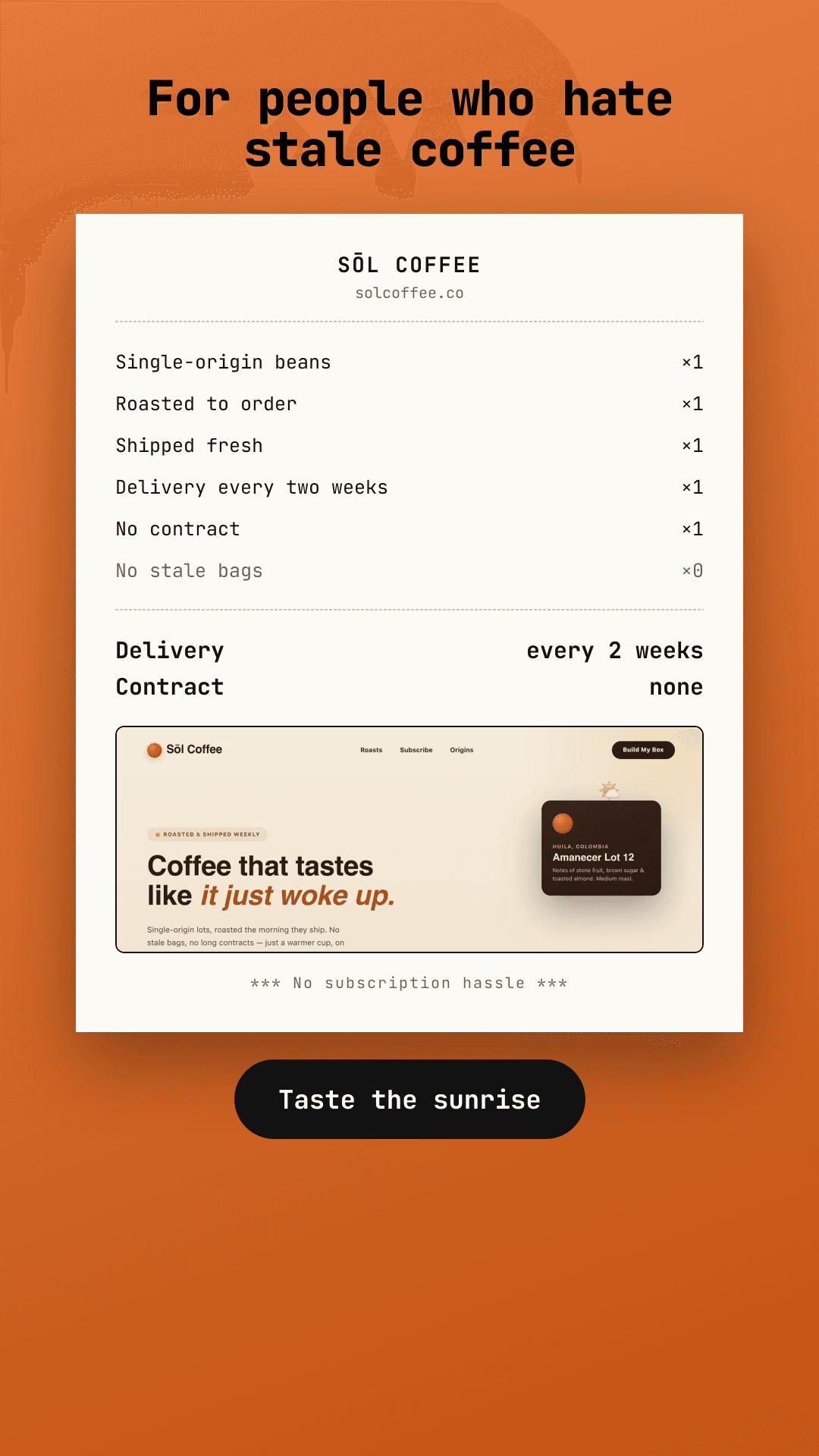 Iklan yang dibuat dari solcoffee.co